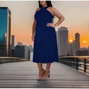 BGBJ Paris Navy Midi Halter Dress Plus Size XXL (20)